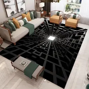 2D Illusion Infinite 3D Grid Hole Flannel Area Rug - Oversized Soft Plush Mat for Living Room & Game Room, Non-Slip Optical Illusion Home Decor #2DIllusionRug #OpticalIllusionDecor #GameRoomCarpet #FlannelMat #NonSlipRug