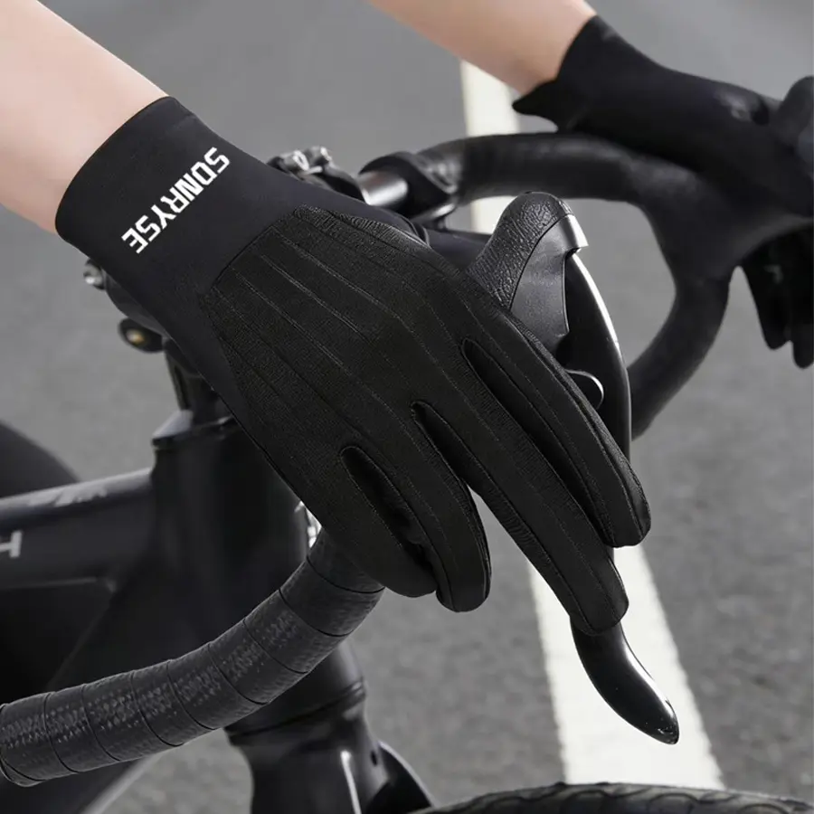 Touch‑Screen Full‑Finger Cycling Gloves, Anti‑Slip Suede Palm for Driving & Outdoor Sports