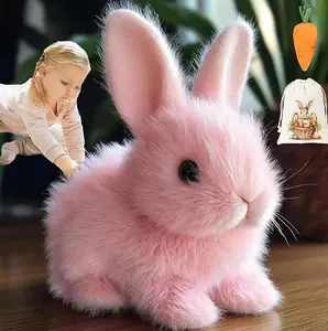 Lifelike Easter Bunny Toy That Jumps & Twitches, Interactive Electronic Rabbit with Moving Ears, Super Cute Pet for Kids, Great Easter Gift