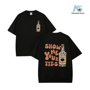 Leopard Print Elements, SHOW ME YOU TITOS Humorous Text Memes, Men's Washed Double-Sided Printed Vintage T-Shirt, Women's Machine Washable And Washable Old T-Shirt,Durable And Comfortable Fabric, Street Fashion Sense,Suitable For Daily Commuting