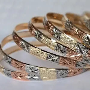 3Tone Tri-Color Bangle Bracelets 6MM - Semanario Set of 7 Bangles