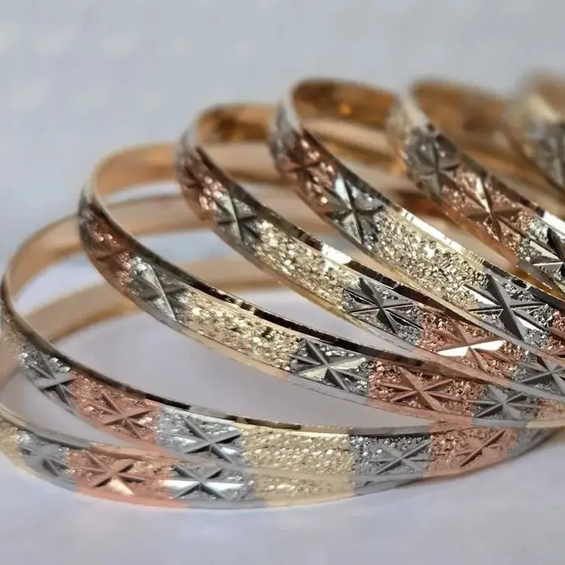 3Tone Tri-Color Bangle Bracelets 6MM - Semanario Set of 7 Bangles