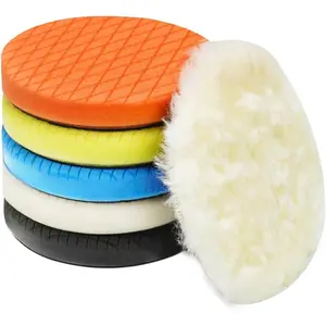 6" Buffing Polishing Pads, 6 count 6.5inch 165mm  for 6 Inch Backing Plate Compound Buffing Sponge and Woolen Pads  Polishing Pad Kit for  Buffer Polisher, Polishing and Waxing