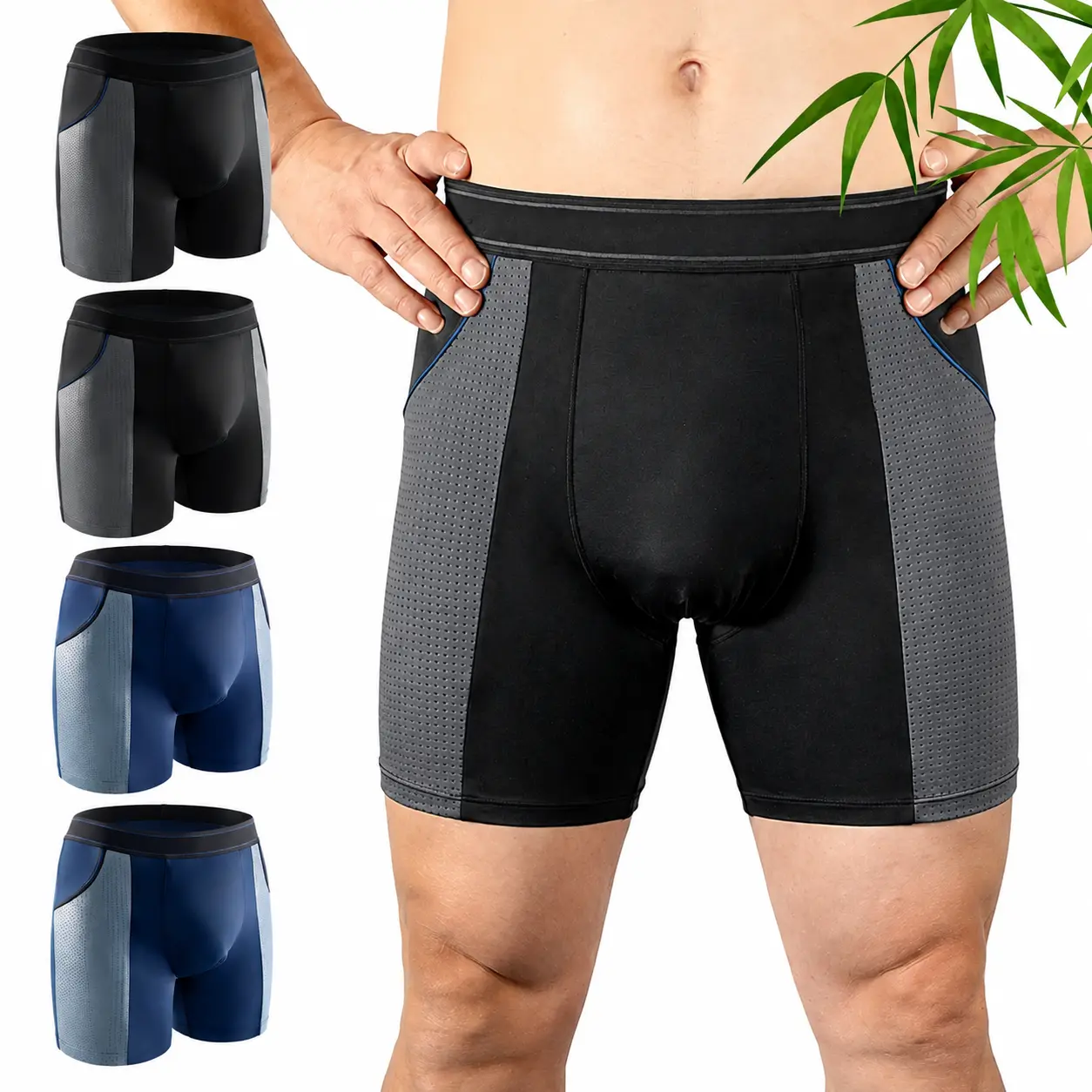CARER Men's Protective Incontinence Boxer Briefs - 4-Pack, FDA-Certified, Washable Reusable, 80ml Absorbent Capacity, 95% Rayon 5% Spandex Blend, Leak-Proof, Breathable, Anti-Odour, Comfortable Pouch, Looks Like Everyday Briefs, Ideal for Driving, High-Ca