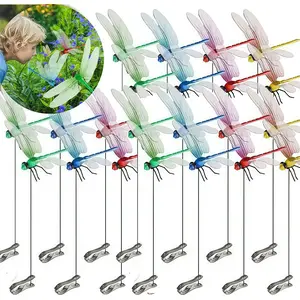 8PCS Dragonfly Decor, 3D Dragonfly Garden Stakes Decor, Outdoor Fake Dragonfly Ornament, Multicolor Waterproof, for Indoor & Outdoor Decoration