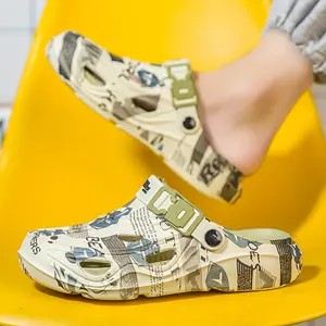 Men's Clogs with Fashionable Patterns, Comfortable , Versatile Casual Clogs Thick Sole Non-Slip