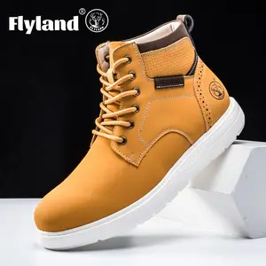 FLYLAND Men Fashion Vintage Chukka Boots Leather Dress Boots Casual Shoes