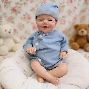 20 Inch Awake Reborn Baby Doll With Hand-Painted Vinyl Limbs Anatomically Correct,Come With Blue Outfit, Hat & Full Accessories!