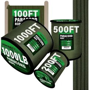 100ft \/ 200ft \/ 500ft \/ 1000ft 4mm,12 Strand Parachute Spool Cord,para Cord Lanyard for Camping,Hammock,Clothsline,Hiking,Fishing,Survival braceletand Survival - ArmyGreen 100FT portable carry bag Windproof Shade Cloth Fix Clips camp  blanket
