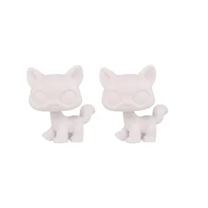2 PC Mini Standing Walking Cat Kitten Cow Lamb Rabbit Bunny White Base Blank Molds Toy Figure For Mini Pet Custom Art Set Kids Xmas Birthday Gift