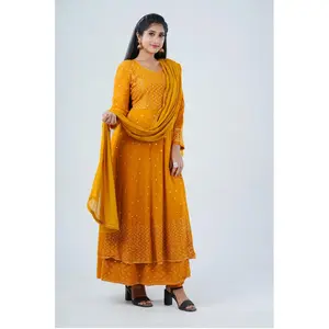 Embroidered Two layer Georgette Kurti Gown