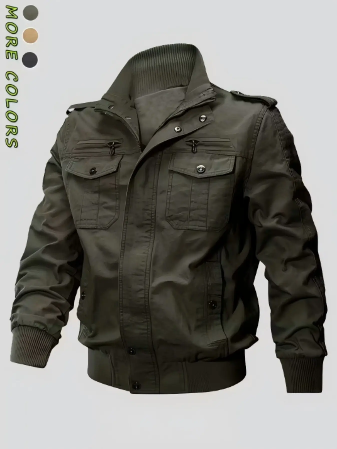 Men's Vintage Workwear Functional Jacket, Spring & Fall New Durable Thick Comfortable Windproof Multi-Pocket Design, Outdoor Activities
