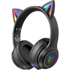 Ear  Headphones for  & Adults, 55H Play Time,  Foldable & Wired Multi-Function LED Light Up Over Ear Headphones with Mic and Volume Control for /iPad/Laptop/PC