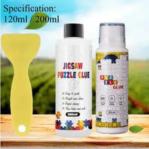Jigsaw Puzzle Glue Kit with Applicator, 120ml & 200ml Clear Quick-Drying PVA Adhesive, Non-Toxic High Viscosity Puzzle Saver for 1000/2000 Pieces Finished Artwork, Easy to Apply, No Bubbles, Preserve & Frame Your Masterpieces