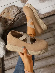5cm Height Increasing Stylish Round Toe Fisherman Shoes for Women, Versatile Thick Sole Platform Mary Janes Ballet Flat Mary Jane Shoes for Fashion Lovers