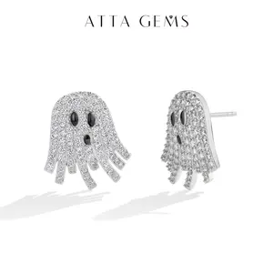 Lab-Created Moissanite Halloween Stud Earrings Party Gift E050