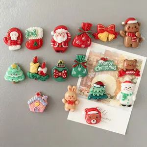 Christmas Tree, Santa Claus & Snowman Fridge Magnets, Decoration Magnets, Magnet Set, Resin Material, Perfect for Kitchen & Office Use, Unique Holiday Gift Idea
