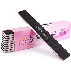 10Pcs -  Jumbo Double-Sided Emery Nail File for Manicure, Pedicure, Natural, and Acrylic Nails - Black (Grit 80/80)