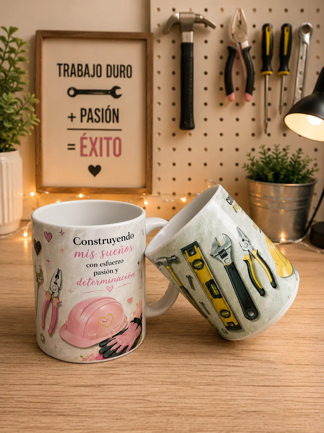 NORELD Essentials Construction Coffee Mug Set of 2 | 15 oz Ceramic Mugs | Builder Gift for Dad, Contractor, Handyman