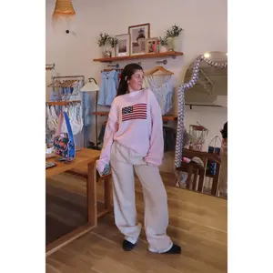 Women's Casual Marianna Fleece Uncuffed Sweatpants, Cream Bottoms with Comfortable Leg Design, Uncuffed Sweatpants Pants