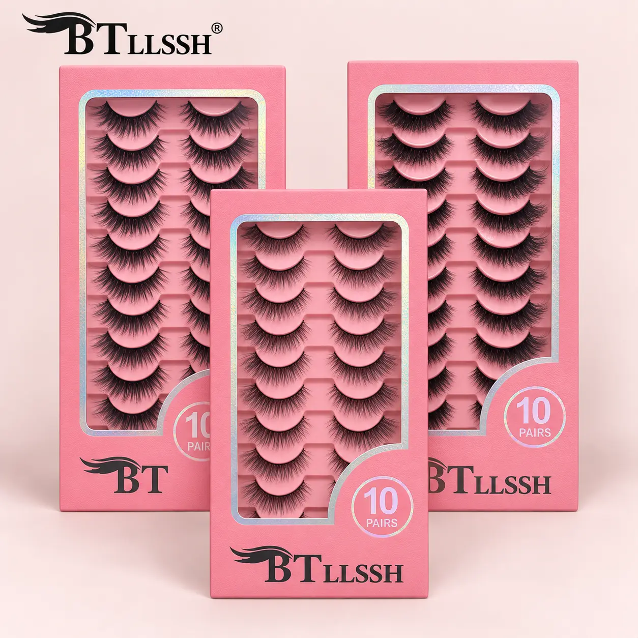 5DG BTLLSSH 30 Pairs 15mm Fluffy False Eyelashes Set, Wispy Full Strip Soft Fiber Lashes, Reusable Eye Lashes for Daily, Party, Wedding Makeup
