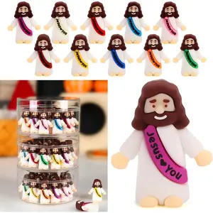 100 Pcs 10 Colors Mini Jesus Figurines Bulk Tiny Baby Jesus for Crafts Pocket Hide and Seek Sunday School Religious Party Favors Gifts