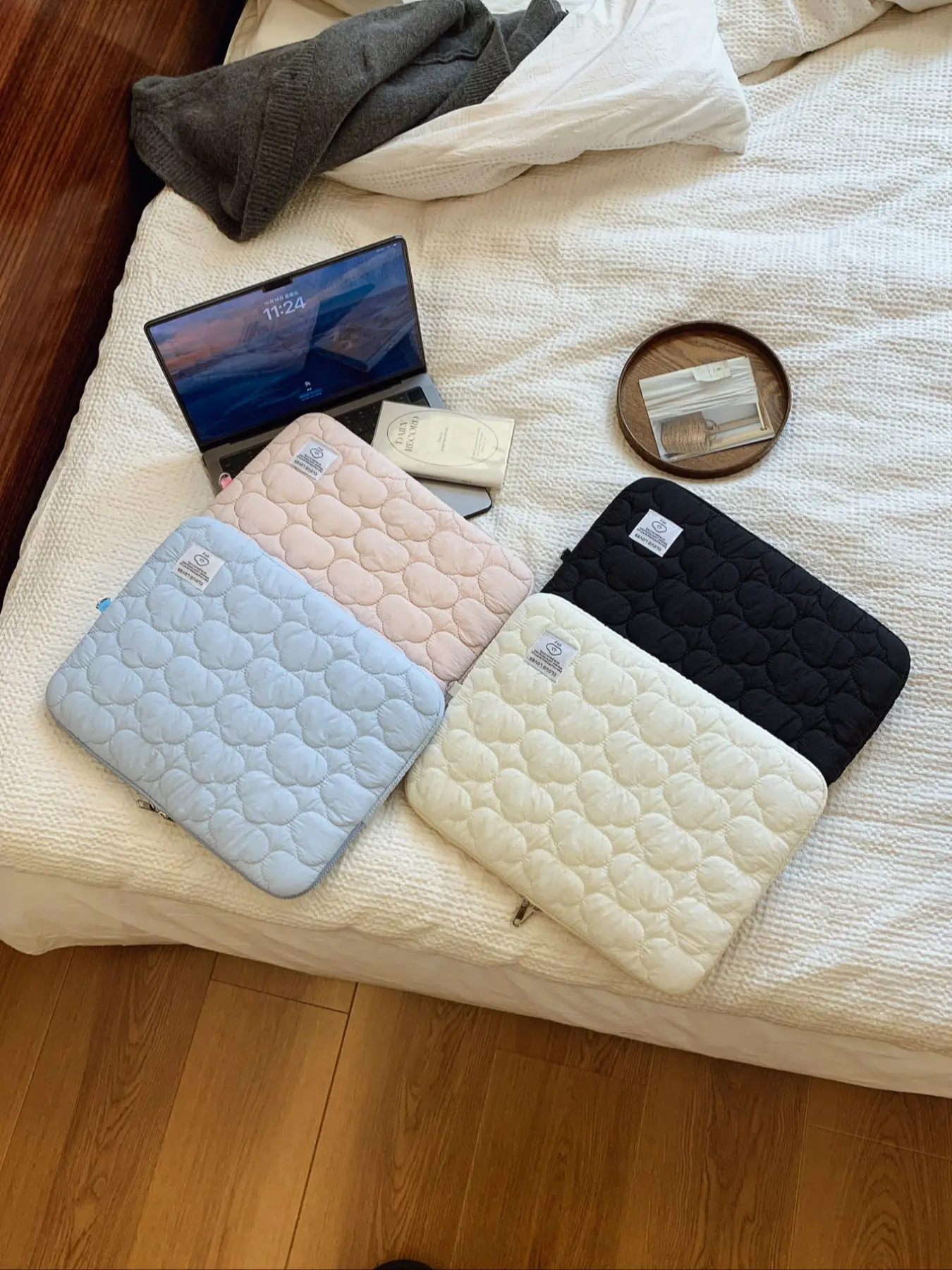 Adorable Cloud Embroidery iPad Case, Korean Style Work Cute Laptop Bag, Computer Bag, Laptop Sleeve, Lightweight Notebook Storage Pouch, Student & Office Use, New Year Gift