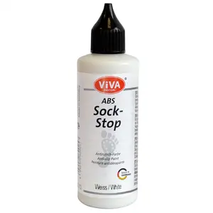 Viva Decor ABS Sock Stop (2.77 Fl oz, White) - Fabric Paint for Non-Slip Socks, Bath Mats & More - Latex-Free, Water-Based, Washable - For Grip Socks DIY
