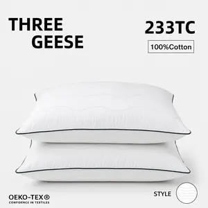 【Goose Feather Down Pillows】-Three Geese -  Luxury 5 Star Hotel Quality Pillows Machine Washable Three Layer Filling Pillow Low Allergy Comfortable Neck Support Rebound Fluffy Pillows Organic Cotton,US warehouse summerwins