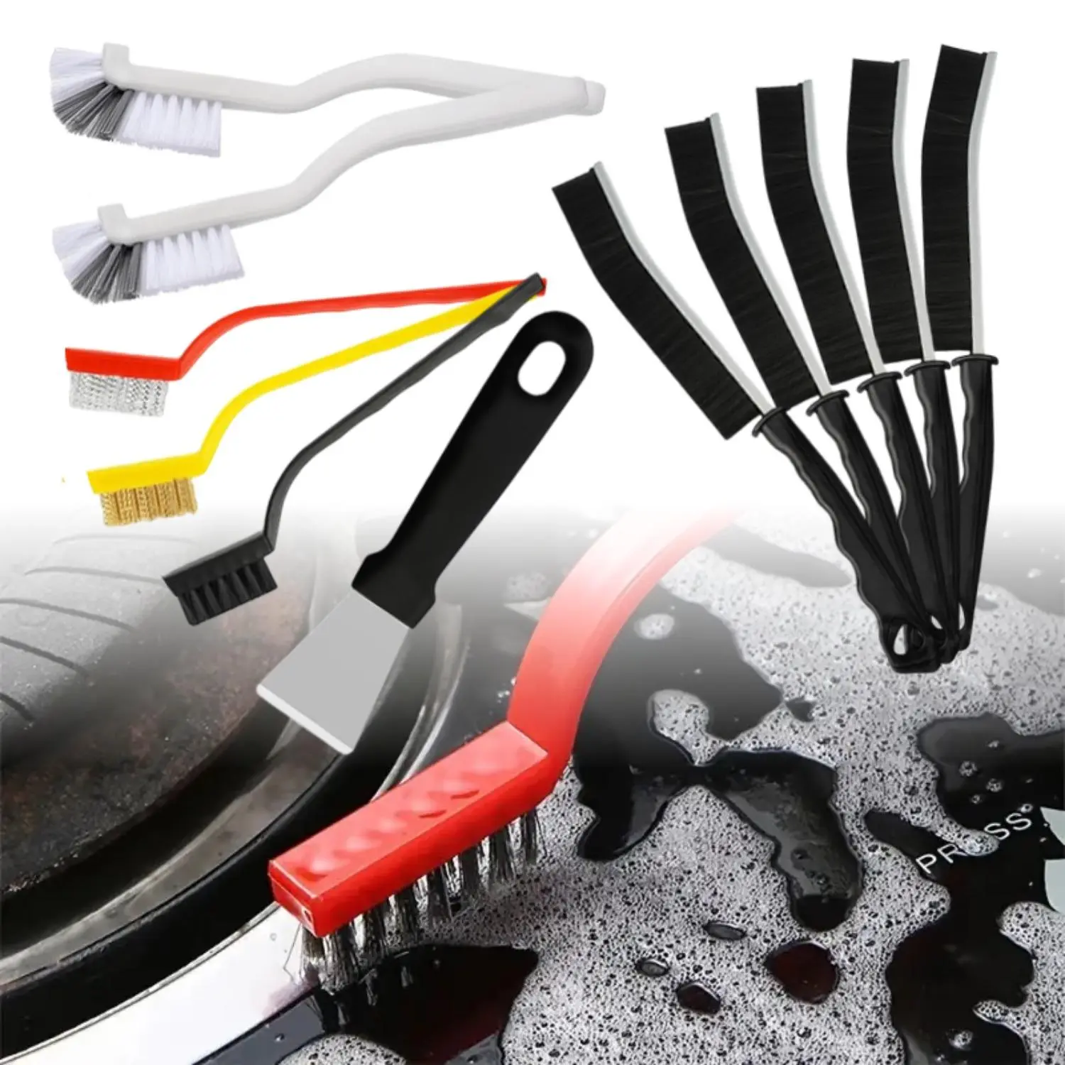 11Pcs Hard Bristle Crevice Cleaning Brush Set - Nontoxic Home Care Hand Tools for Kitchen, Bathroom, Grout Cleaning, Ideal Gift