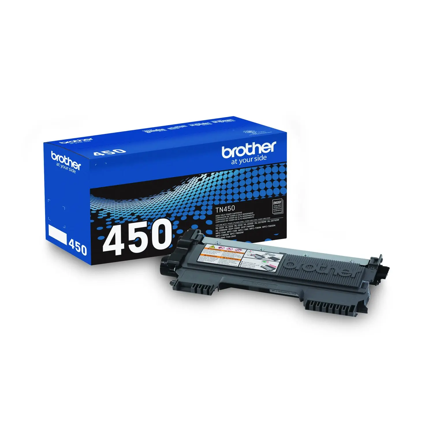 Brother High-Yield Toner Cartridge, TN450 Black Toner, Yield Up To 2,600 Pages