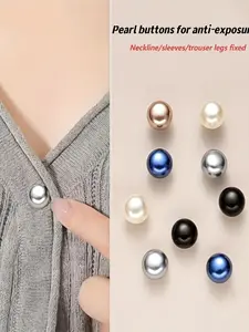 5 Piece Imitation Pearl Plastic Snap Buttons, Adjustable Unisex Design, Adjustable Fit, Durable & Easy-To-Use, Versatile Clothing Accessory