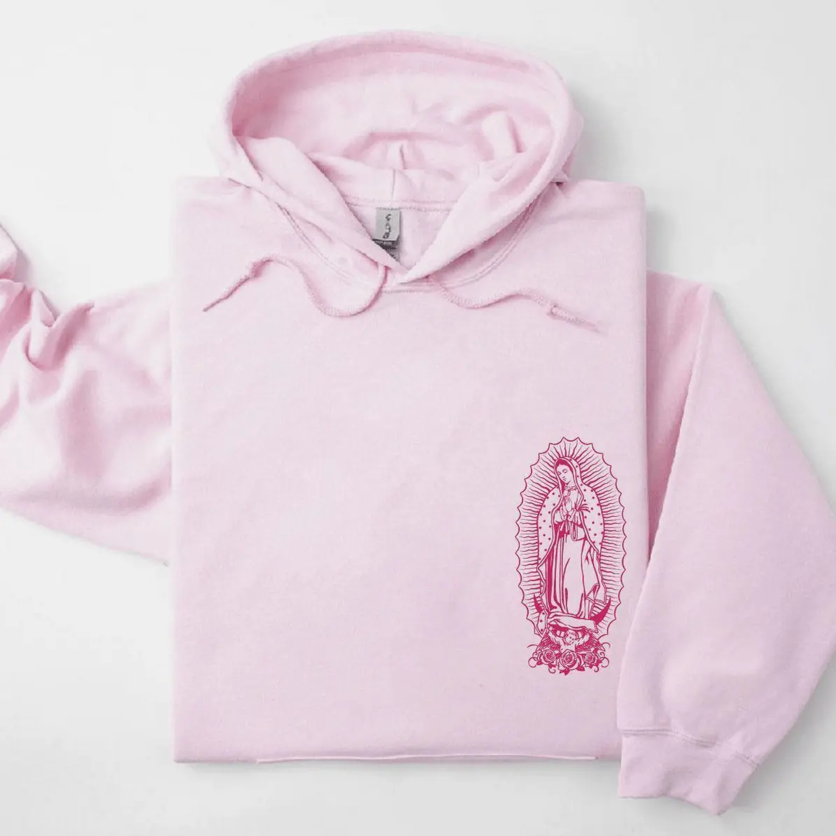 Graphic Sweatshirt with Virgen de Guadalupe, Vintage Streetwear Pullover in a Soft Cotton Blend Fabric for Men & Women, Graphic Tees, Menswear