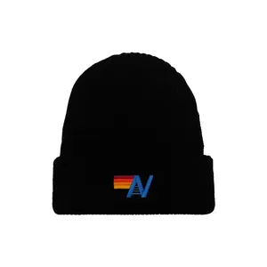 LOGO RIB BEANIE - BLACK
