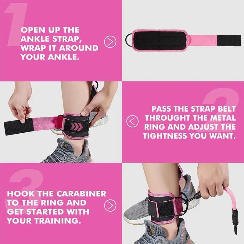 Professional Ankle Straps for Cable Machine - Comfort Padded Double D-RingSupport, Leg and Hip Strength Training Straps Portable Ankle Covers for Gym,Outdoor and Home Workouts(Strap Only, No Band Included)