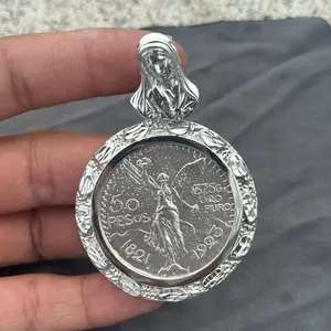 925 Silver Virgin Mary Nugget Centenario Pendant
