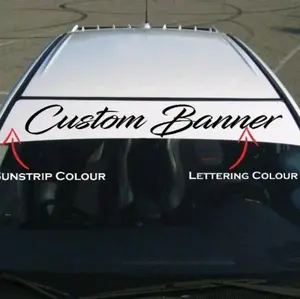 Custom Text Windshield Banner Vinyl Window Decal - Universal Car Sticker for Vehicle Windows, Boats, RVs, Office Desks & Laptops - Stylish Car Merch & Car Accessories - All 50 States Available