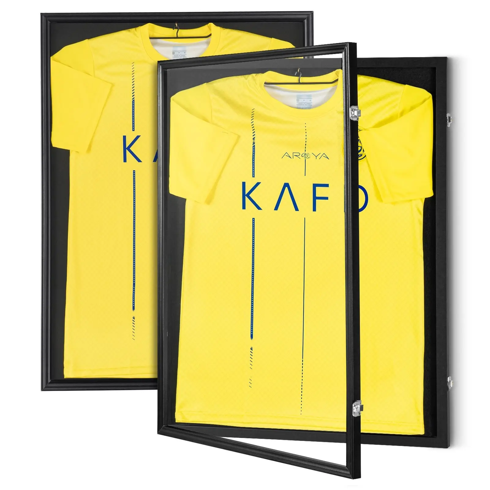 2 Pack Jersey Display Frame Case, 23.3 x 31.2 x 1.5 Inches, Large Lockable Sport Jersey Shadow Box with 98% UV Protection PC Glass and Hangers, Suitable for Baseball, Basketball, Football, Hockey Jerseys and Uniforms