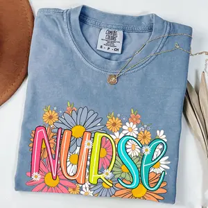 Comfort Colors Floral Nurse Shirts, Registered Nurse Shirt, Nurse Appreciation, Nurse Shirt, Comfort Colors Shirt