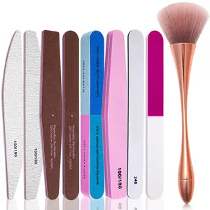 9PCS Dip Powder Nail kit,Nail Files and Buffer Set,Pendicure Prep Kit,Professional Manicure Pendicure Tools Kit With Dip Powder Tray, Dipping Nail Brush, Buffer Block and Nails File Acrylic Gift nail supplies nail kit acrylic set
