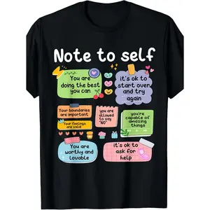 An Inspirational T-Shirt for Yourself- Positive Self-Affirmation- with Colorful Self-Care Phrases, Unisex, Mental Health Clothing, Suitable for All Seasons, Ideal Gift for Self-Love and Personal Growth