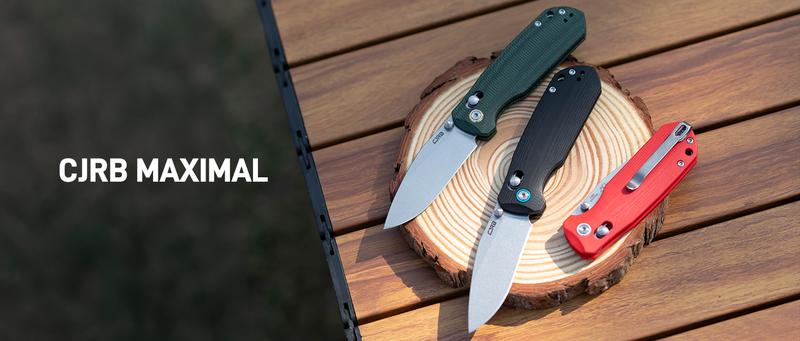 CJRB Maximal Pocket Tool Knife with 2.95" AR-RPM9 Steel Blade and G10 Handle Knife for Camping, Survival Gear, Outdoor Survival Supplies and Survival Equipment Set