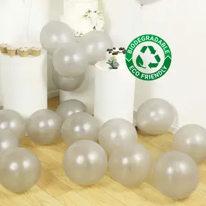 50 Pack Silver Biodegradable Balloons, 12" Thickened Extra Strong Eco-friendly Latex Helium Party Balloons
