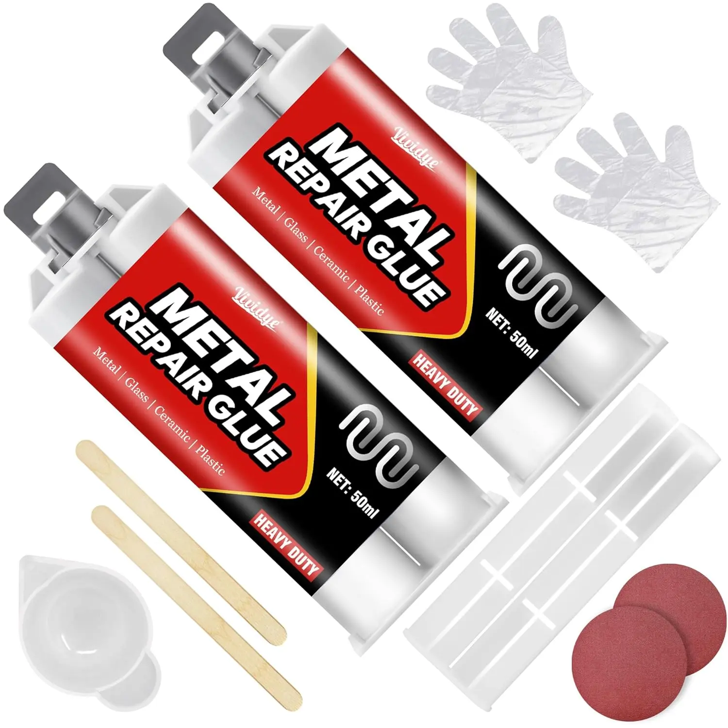 Heavy Duty Metal Glue, 3.4oz Waterproof Heat-Resistant Liquid Metal Repair Filler, Easy-to-Use Environmentally Safe Adhesive with Exceptional Bonding Power for Stainless Steel, Aluminum Alloy, Copper, Glass, Ceramic (DIY Crafts, Outdoors)