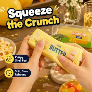 Realistic Butter Squishy Toy with Crunchy Cracking Shell Party Supplies, Crispy ASMR Slow Rebound PU Squeeze Fidget for Stress Relief, Cute Desk Toy Birthday Party Favors Party Activities Supplies
