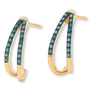 Rarities Gold-Plated 1/5ctw Diamond Pavé Split J-Hoop Earrings