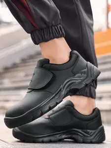Men's Casual Lace Up Work Shoes, Lightweight Breathable Comfortable Anti-smash & Anti-puncture Shoes, Fashionable Shoes for Daily Wear, Boy