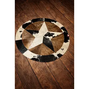 Brindle Cowhide Circle Area Rug 5x5