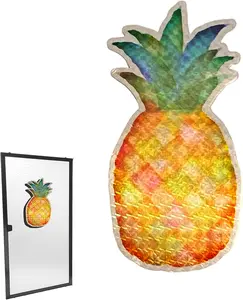 Pineapple Screen  (3" W x 6" H) Tropical Theme Holographic  for Lanai Screen Patio Door Hawaii Home Decor