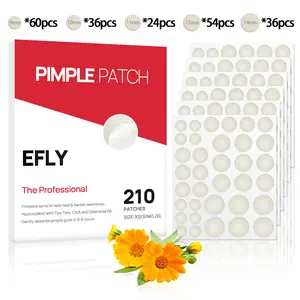 EFLY Acne Patch Pimple Patch 210pcs Patches Acne Absorbing Cover Patch, Hydrocolloid Acne Patches For Face Zit Patch Tea Tree Clca and Calendula Oil (5 Size)